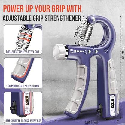 TEAWOO Grip Strength Trainer Kit, 3 Colors Forearm Strengthener & Hand Grip Strengthener, Finger Exerciser & Stretcher for Strength Training, Recovery & Flexibility