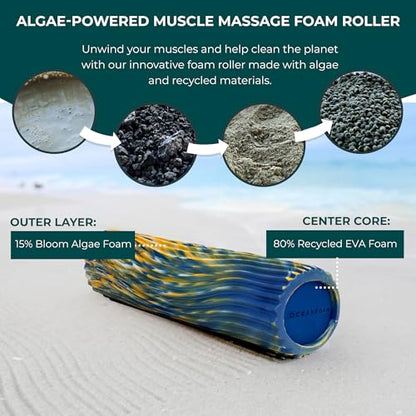 Tidal Roller - Royal, Gold & Natural Marbled - Muscle Massage Foam Roller for Back Pain & Stretching - Firm & Ergonomic Wide Wave Textured - Yoga, Athletics, & Wellness - Full Size, 20" x 5" - color: Royal, Gold & Natural Marbled