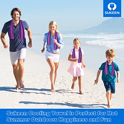 Sukeen 4 Pack Cooling Towels (40"x 12"), Cooling Neck Wraps, Soft Ice Towel - color: Grey/Lake Blue/Purple/Blue