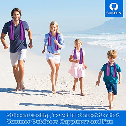 Sukeen 4 Pack Cooling Towels (40"x 12"), Cooling Neck Wraps, Soft Ice Towel - color: Grey/Lake Blue/Purple/Blue