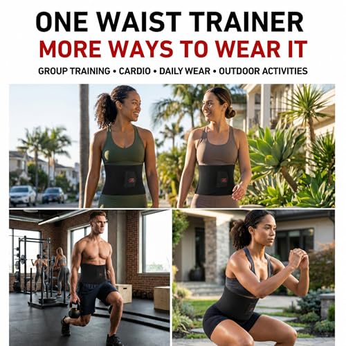 McDavid Sweat Band & Waist Trimmer Belt for Men, Back Support, Improves Posture During Workouts, Waist Trainer For Men