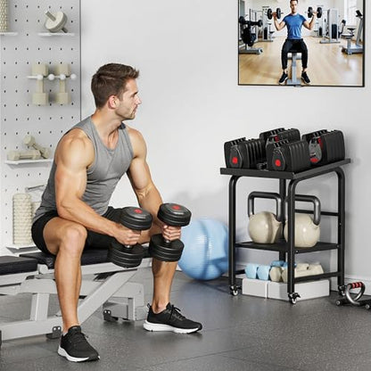 Dumbbell Stand Fits For Adjustable Weights Dumbbell Rack With Wheels 500lbs Loading（Rack Only）