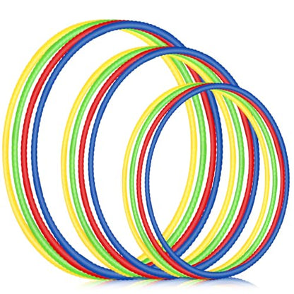 Syhood 12 Pcs Hoops for Kids Plastic, Green, Pink, Yellow, Dark Blue - color: Green, Pink, Yellow, Dark Blue