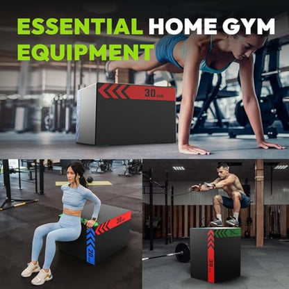 3-in-1 Plyo Box – Plyometric Jump Box with Durable High-Density Foam Core and Non-Slip Surface for Box Jumps, Squats, and Home Gym Workouts - style: Heavy Foam-20x24x30 inch (66lb)