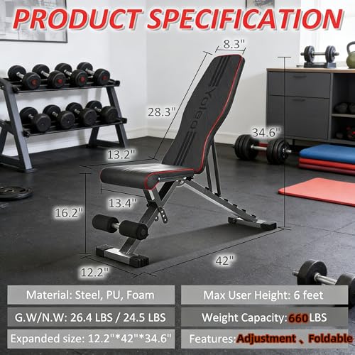 Multi-Function 6 in 1 Weight Bench Set - Leg Press, Preacher Curl Rack, Adjustable Workout Bench & Squat Rack for Full Body Exercise, Fitness Strength Training for Home Gym