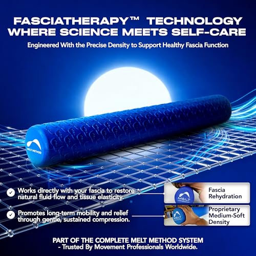 MELT Method 36 Inch Soft Foam Roller for Physical Therapy and Exercise Recovery - FasciaTherapy Technology - Low Density Exercise Foam Roller for Full Body Gentle Compression - Blue