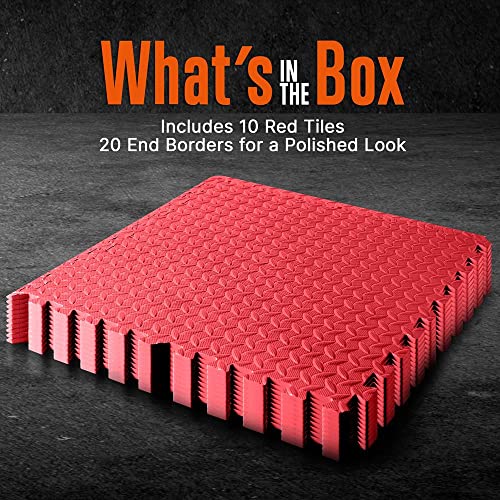 Thick Puzzle Exercise Mat Foam Interlocking Tiles Protect Floors from Gym Equipment Exercise, Durable Non-Skid Texture, Kid Baby Family Safe Easy to Assemble - color: Red, size: 10