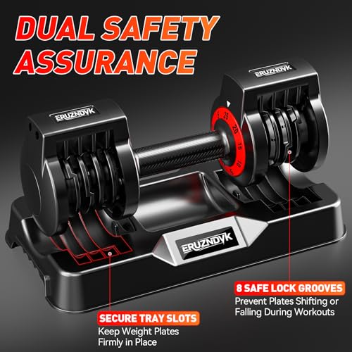 25/55lb Pair Adjustable Dumbbell Set, Adjustable Dumbbells Set of 2, 5 in 1/10 in 1 Free Weights Dumbbells Set with Anti-Slip Texture Handle, Weight Set For Home Gym Suit both Men and Women
