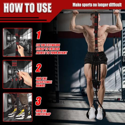 Pull Up Assistance Bands Heavy Duty Pull Up Workout Band with Feet Rest 4 Pull Up Bands Assistance Bands for Pull-Up Body Stretching Home Fitness