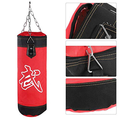 Tbest Heavy Boxing Punching Bag, Empty Sandbag Hanging Punching Bag Training MMA Kickboxing Muay Thai Boxing Sandbag Hook Kick Sandbag for Kid Adult - color: Red, size: 60CM