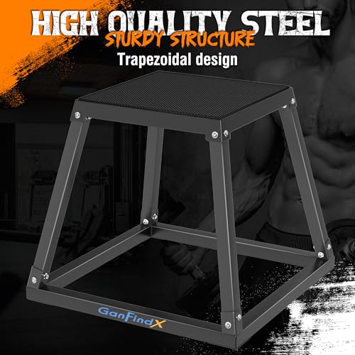 GanFindX 12/18/24" Metal Plyometric Jump Box, Heavy Duty Fitness Platform - size: 12/18/24"