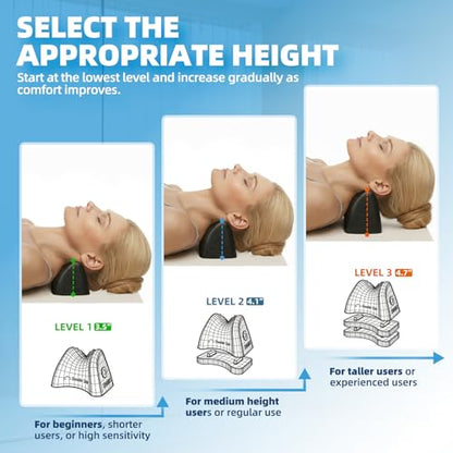 3-Level Occipital Release Tool for TMJ Relief & Pivotal Therapy - Neck Stretcher Pillow with Non-Slip Base, Height Adjustable Cervical Traction for Neck, Shoulder and Back