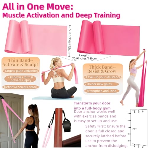 Women Glute Workout Equipment Set, Ankle Resistance Bands with Cuffs Long Yoga Resistance Bands Socks & Bag, Glute Sculpting at Home Set for Gym Equipment Pilates Kit