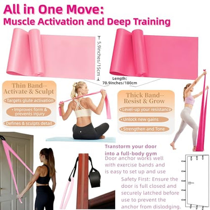 Women Glute Workout Equipment Set, Ankle Resistance Bands with Cuffs Long Yoga Resistance Bands Socks & Bag, Glute Sculpting at Home Set for Gym Equipment Pilates Kit