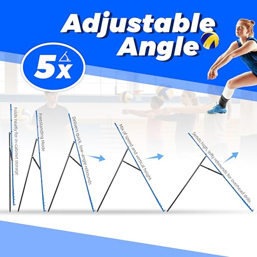 2-in-1 Volleyball Rebounder Net, Adjustable 7×4 ft to 4.5×4 ft Bounce Back Training Rebound Equipment with Angle Customization for Volleying, Bumping, Spiking Practice