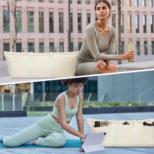 Large Yoga Mat Bag with Shoes Compartment and Wet Pocket Ladies Pilates Gym Tote Bag with Yoga Mat Holder Strap for Women Men Workout Carrier Stuff Accessories