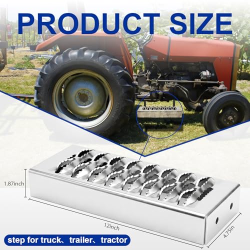 Outus 1 Pcs Truck Step Heavy Duty Aluminum Alloy Bolt On Step for Farm Tractor Trailer Pickup Work Truck, Non Slip Tire Platform 12 x 4.75 in, Industrial Utility Vehicle Ladder