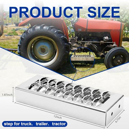 Outus 1 Pcs Truck Step Heavy Duty Aluminum Alloy Bolt On Step for Farm Tractor Trailer Pickup Work Truck, Non Slip Tire Platform 12 x 4.75 in, Industrial Utility Vehicle Ladder