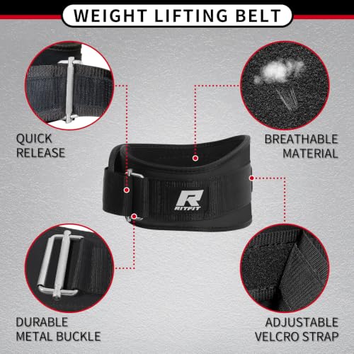 RitFit Weight Lifting Belt 6 Inch for Squats Deadlift Strength Training - color: Black, size: L(36"-44")