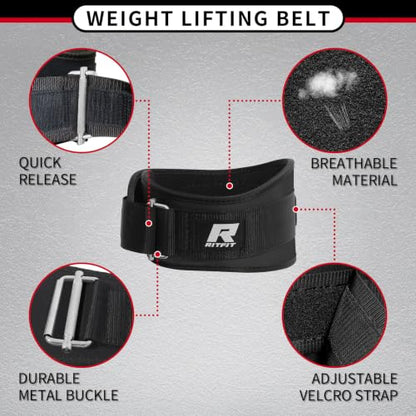 RitFit Weight Lifting Belt 6 Inch for Squats Deadlift Strength Training - color: Black, size: XXL(47"-55")