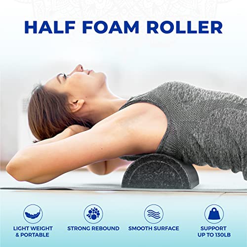 Yes4All High-Density EPP Half Round Back Roller Foam, Exercise Foam Roller for Yoga, Pilates & Stretching - 12, 18, 24, 36 inch - color: Black, style: 18 inch
