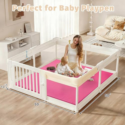 Waterproof Baby Play Mat for Floor Memory Foam 50 * 50 Cushion Playpen Playmat Tummy Time Crawling Mat Nursery Rug Thick Pad Create Soft & Safe Area for Infants,Toddler,Kids,Hot Pink