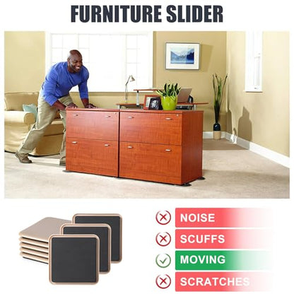 8 Pcs 3 1/2'' Furniture Sliders Pads for Hardwood Floors（Square） - size: 3 1/2" Square-8 Pack Beige