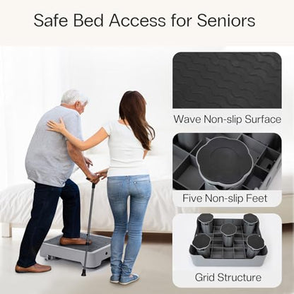 StrongTek 5.7" Adjustable Step Stool, Non-Slip One Step Platform for Adults & Seniors, Portable Mobility Aid and Stair Assist for Kitchen, Bathroom, Bedside & Outdoor