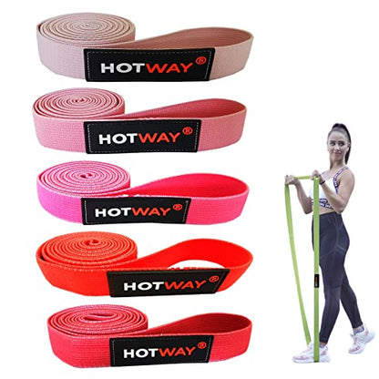 HOTWAY Long Resistance Bands Set, Fabric Pull Up Assistance Exercise Bands for Women, 5 Pack Thick Cloth Heavy Duty Stretch Bands for Full Body Workout & Weight Training - color: Red