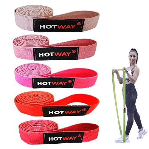 HOTWAY Long Resistance Bands Set, Fabric Pull Up Assistance Exercise Bands for Women, 5 Pack Thick Cloth Heavy Duty Stretch Bands for Full Body Workout & Weight Training - color: Red