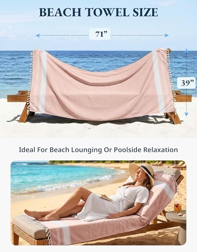 LANE LINEN Beach Towels 4 Pack - Beach Towels Oversized, Pre-Washed Extra Large Beach Towel, Quick Dry, No Sand Beach Towel, Pool Towels for Adults, 39"x71" - Quartz Pink - color: 24: Quartz Pink, size: Pack of 4