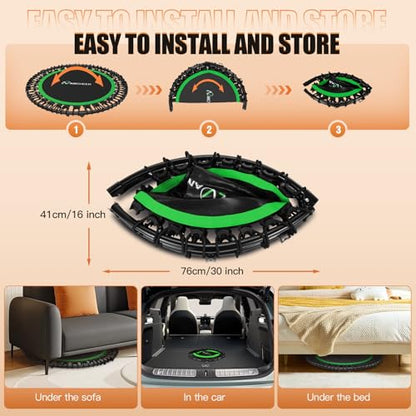 ANCHEER 40"/48" Foldable Mini Trampoline with Adjustable Handle for Adults - color: green, size: 40 inch