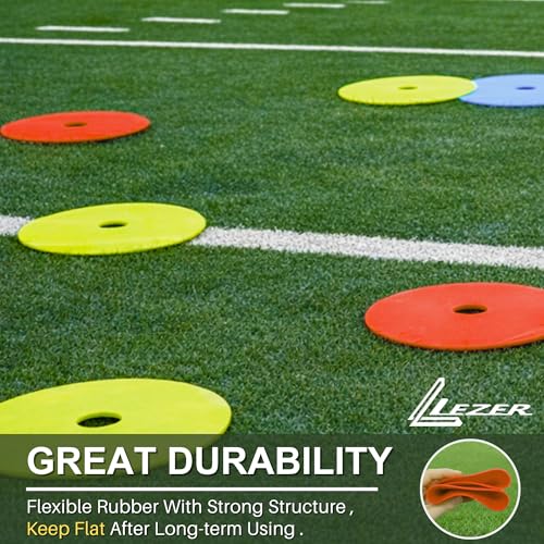 LEZER 6 Inch 8 Inch Flat Cones, Spot Markers, Soccer Cones, Field Court Markers, Sit Spots, Flat Discs, Soccer Training Equipment, Agility Practice, Football, Made in Taiwan - style: 8 inch with 24 pcs