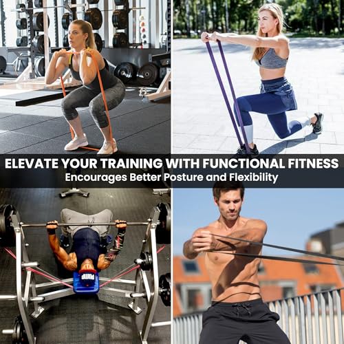 Pull Up Assist Bands Set by Functional Fitness. Heavy Duty Resistance and Assistance Training Band - color: Combo Pack - #2 Red, #3 Black, #4 Purple, #5 Green, and #6 Blue