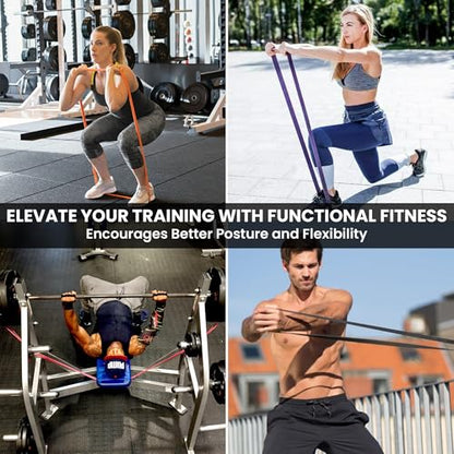 Pull Up Assist Bands Set by Functional Fitness. Heavy Duty Resistance and Assistance Training Band - color: Combo Pack - #2 Red, #3 Black, #4 Purple, #5 Green, and #6 Blue