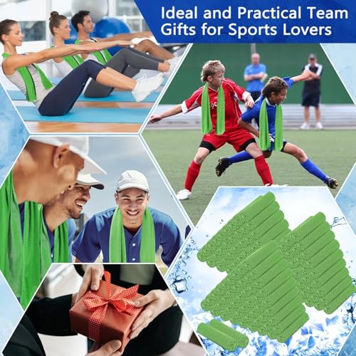 150 Pack Cooling Towels Bulk 40 x 12 Inch Large Chilly Breathable Sweat Sports Cold Towels Sublimation Microfiber Ice Neck Rag for Hot Weather Workout Gym Team Gift (Green) - color: Green