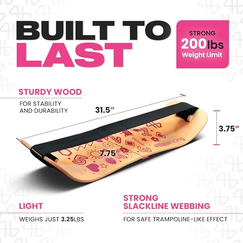 Balance Board for Kids - Slackline Wooden Wobble Board - color: Playtime