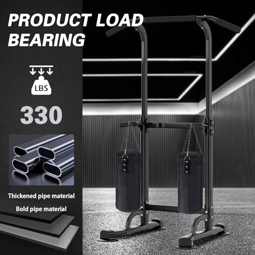 soges Power Tower Pull Up Bar Station, Free Standing Pull Up Rack Dip Station for Home Gym, Height Adjustable Home Strength Training Fitness Workout Equipment