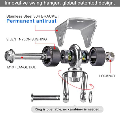 SELEWARE Silent Swing Hangers Stainless Steel Ceiling Swing Mount 2 Pack - color: Silver ( 2 Pack 360° Swing Hanger )