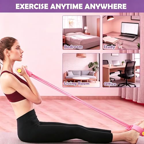 8 Tube Resistance Band with Foot Pedal & Handles, Pink Purple 2 Pack, Resistance Bands for Full Body Workout, Abs, Arms, Legs & Core Training