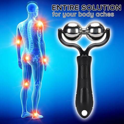 Nobility Massage Ball Roller– Ice Cold and Hot for Deep Tissue and Sore Muscle Relief of Stiffness and Stress, Body, Neck, Back, Foot, Plantar Double Black