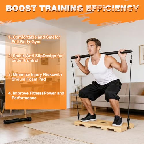 Resistance Band Platform, Wooden Exercise Board With Non-Slip, Resistance Band Foot Plate With 9 Pound Weight, Strong Resistance Suitable For Volume Training, Stretching, Balance Home Gym Use