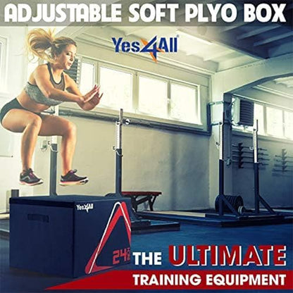 Yes4All Adjustable Soft Plyo Box, Jumping Trainer - For Plyometric Exercises and Conditioning, Multiple Height Variations - color: E. Black - 12"