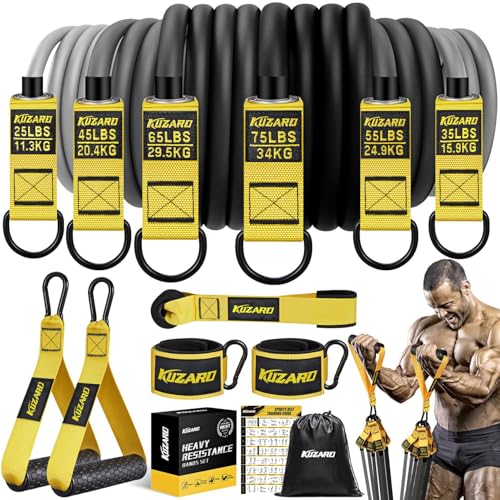 KUZARO Heavy Resistance Bands for Working Out, 300lbs/360lbs Heavy Exercise Bands with Handles, Resistance Bands for Men, Weight Bands Set for Muscle Training, Strength, Yoga, Home Workout Equipment - style: 300lbs