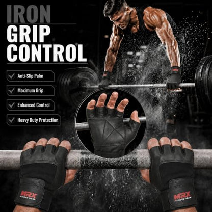 MRX Weight Lifting Gloves Gym Fitness Exercise Bodybuilding Workout Powerlifting - color: Black, size: X-Small