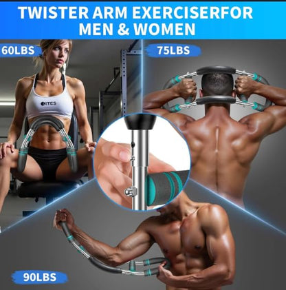 Twister Arm Trainer & Hand Grip Strengthener Set 6-in-1 - Adjustable Forearm Trainer, Chest Expander, Finger Exerciser - Upper Body Workout Equipment for Home Strength Training