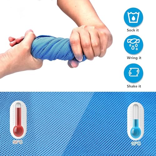 6 Packs Cooling Towel (40"x12"), Soft Breathable Chilly Towel, Ice Towel, Microfiber Towel for Yoga, Sport, Running, Gym, Camping, Fitness, Workout & More Activities