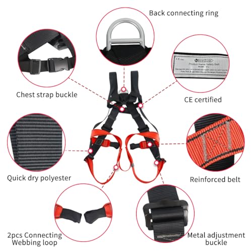 NewDoar Climbing Harness CE Certification Rock Climbing Rappelling Equipment Body Guard Protect Rappelling Rescuing Equip - color: Adult Full Body
