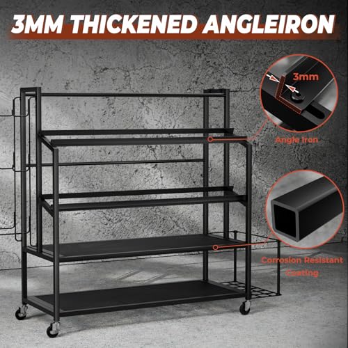 Dumbbell Rack Weight Stand Only - Adjustable Weight Rack for Dumbbells, Home Gym Storage Rack for Yoga Mat Foam Roller Kettlebells, Workout Equipment Storage Organizer With Wheels