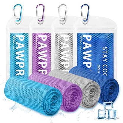 PAWPRO 4 Packs Soft Breathable Cooling Towels for Neck and Face(40"x12") - color: Multicolor
